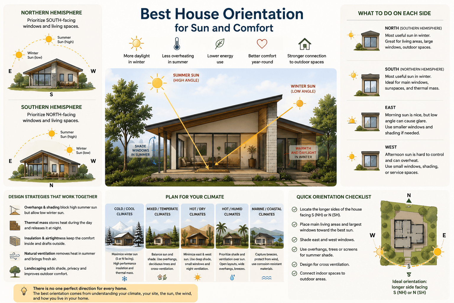 Optimal house orientation for comfort