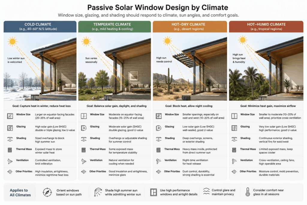 Passive solar window design by climate Passive solar window design by climate