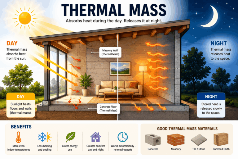 Thermal mass explained day vs night
